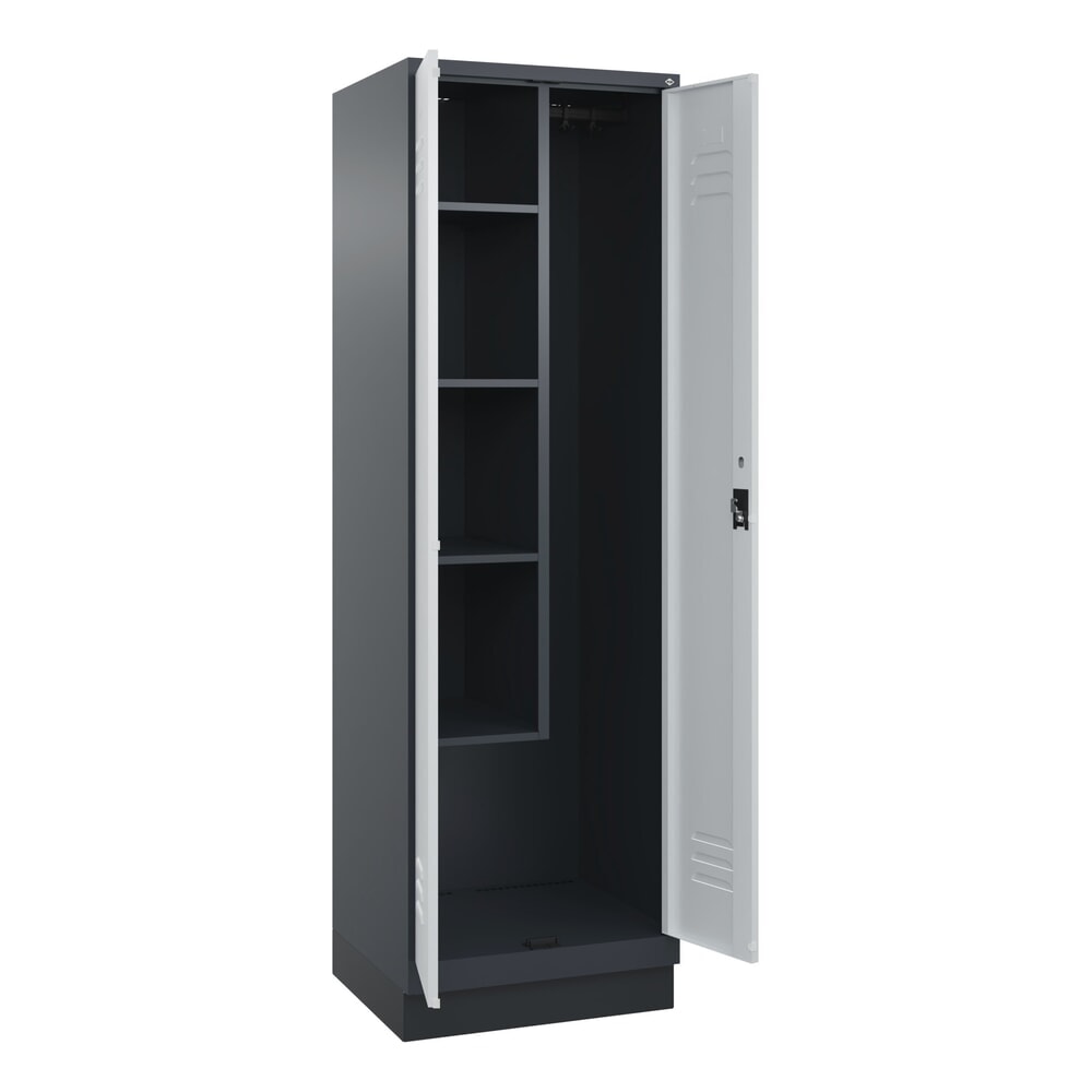 Produktabbildung Nr. 1: C+P Putzmittel-Spind Classic PLUS, Sockel, 2 Abteile, HxBxT 1.950 x 600 x 500 mm, anthrazitgrau, lichtgrau, Zylinderschloss