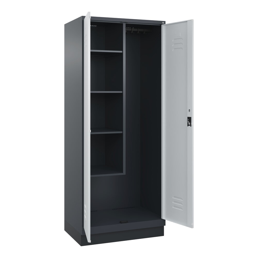 Produktabbildung Nr. 1: C+P Putzmittel-Spind Classic PLUS, Sockel, 2 Abteile, HxBxT 1.950 x 800 x 500 mm, anthrazitgrau, lichtgrau, Zylinderschloss