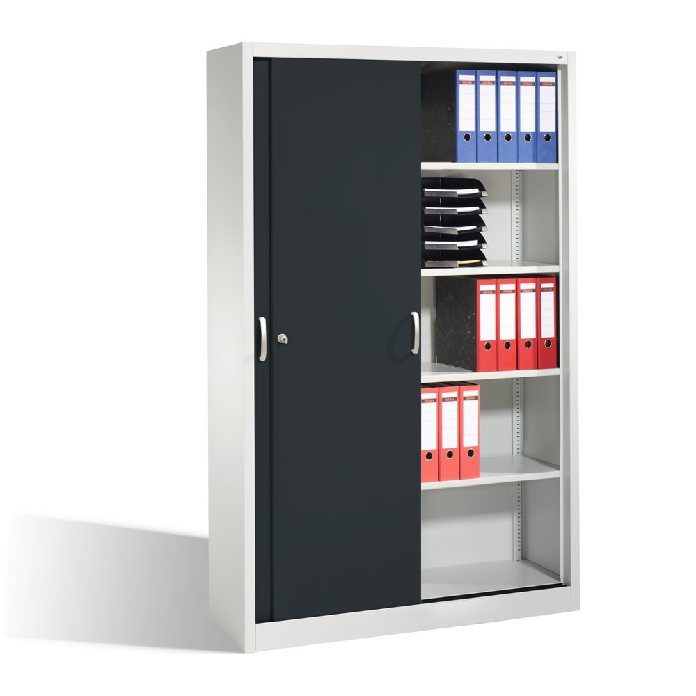 Produktabbildung Nr. 5: C+P Schiebetürenschrank, HxBxT 1.950 x 1.200 x 400 mm, lichtgrau, schwarzgrau