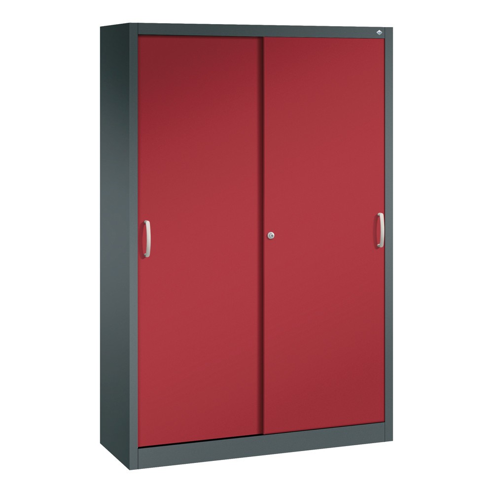 Produktabbildung: C+P Schiebetürenschrank, HxBxT 1.950 x 1.200 x 400 mm, anthrazitgrau, rubinrot