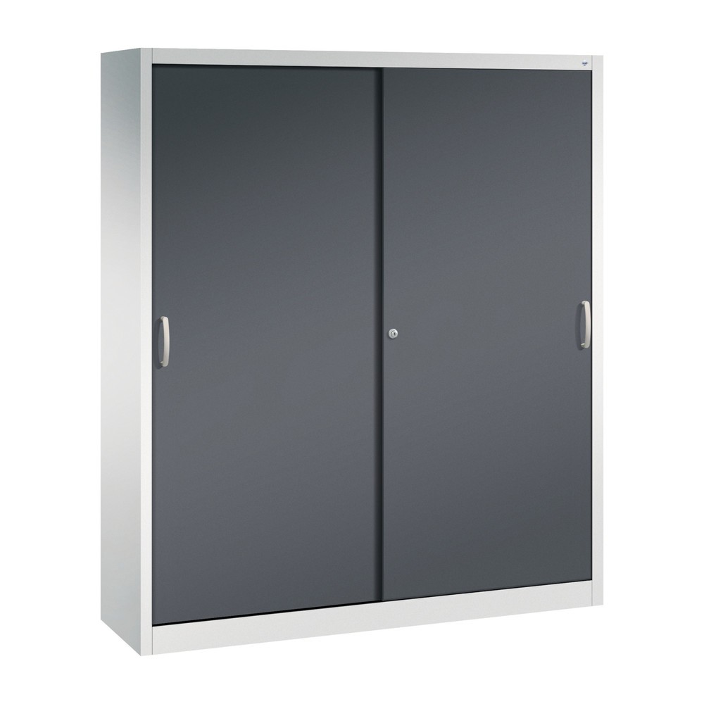 Produktabbildung: C+P Schiebetürenschrank, HxBxT 1.950 x 1.600 x 400 mm, lichtgrau, schwarzgrau