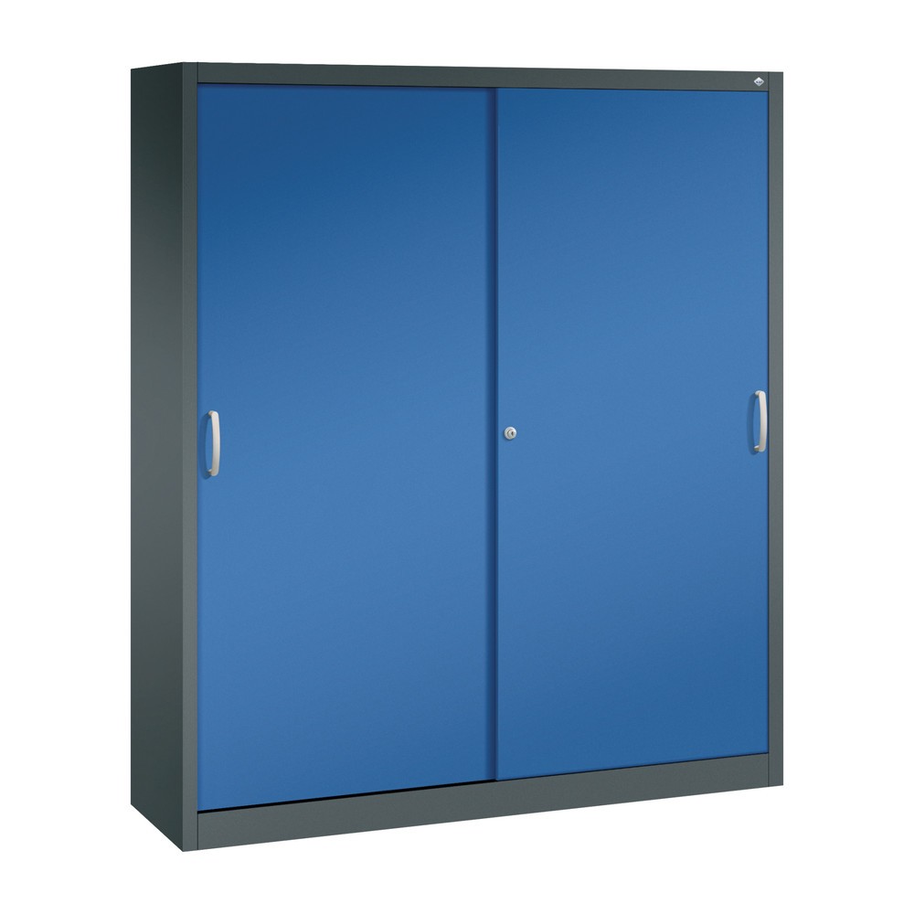 Produktabbildung: C+P Schiebetürenschrank, HxBxT 1.950 x 1.600 x 400 mm, anthrazitgrau, enzianblau