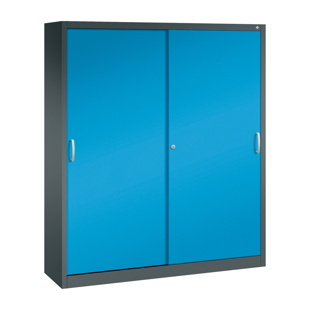 Produktabbildung: C+P Schiebetürenschrank, HxBxT 1.950 x 1.600 x 400 mm, anthrazitgrau, lichtblau