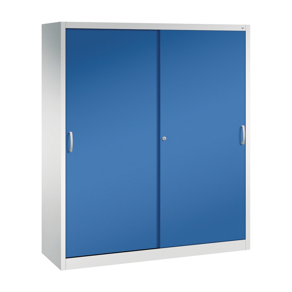 Produktabbildung: C+P Schiebetürenschrank, HxBxT 1.950 x 1.600 x 500 mm, lichtgrau, enzianblau