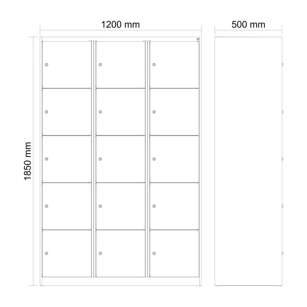 Produktabbildung Nr. 8: C+P Schließfachschrank Classic PLUS, 3 Abteile, HxBxT 1.850 x 1.200 x 500 mm, lichtgrau, lichtgrau, 15 Fächer, Zylinderschloss