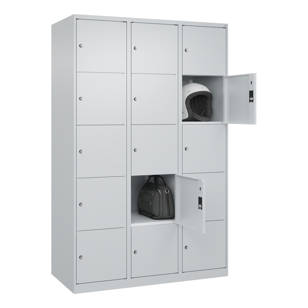 Produktabbildung Nr. 10: C+P Schließfachschrank Classic PLUS, 3 Abteile, HxBxT 1.850 x 1.200 x 500 mm, lichtgrau, lichtgrau, 15 Fächer, Zylinderschloss