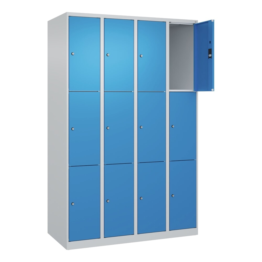 Produktabbildung Nr. 1: C+P Schließfachschrank Classic PLUS, 4 Abteile, HxBxT 1.850 x 1.200 x 500 mm, lichtgrau, lichtblau, 12 Fächer, Zylinderschloss