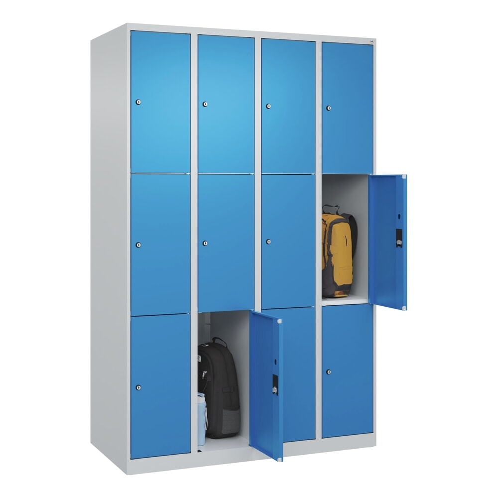 Produktabbildung Nr. 10: C+P Schließfachschrank Classic PLUS, 4 Abteile, HxBxT 1.850 x 1.200 x 500 mm, lichtgrau, lichtblau, 12 Fächer, Zylinderschloss