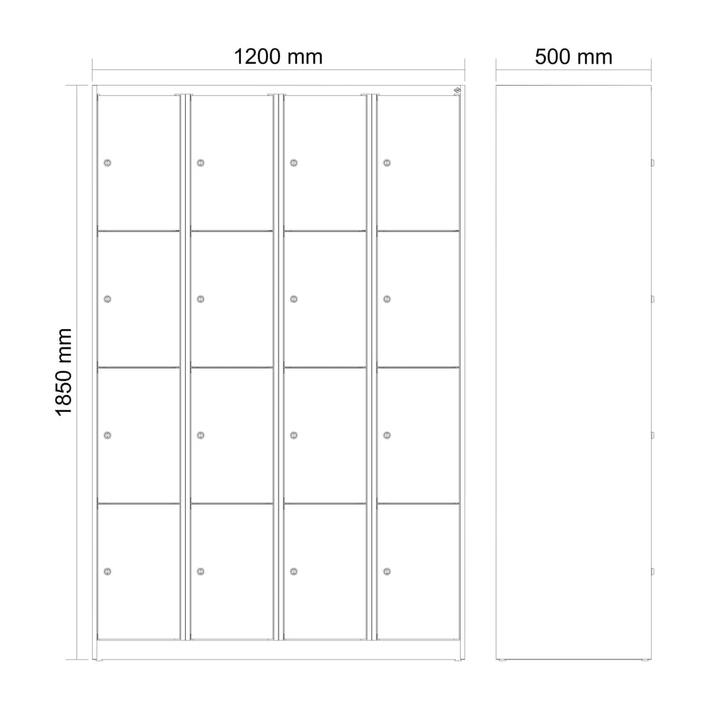 Produktabbildung Nr. 8: C+P Schließfachschrank Classic PLUS, 4 Abteile, HxBxT 1.850 x 1.200 x 500 mm, lichtgrau, lichtblau, 16 Fächer, Zylinderschloss