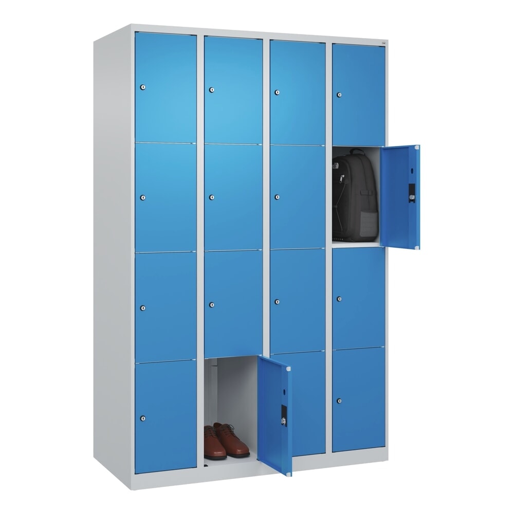 Produktabbildung Nr. 10: C+P Schließfachschrank Classic PLUS, 4 Abteile, HxBxT 1.850 x 1.200 x 500 mm, lichtgrau, lichtblau, 16 Fächer, Zylinderschloss