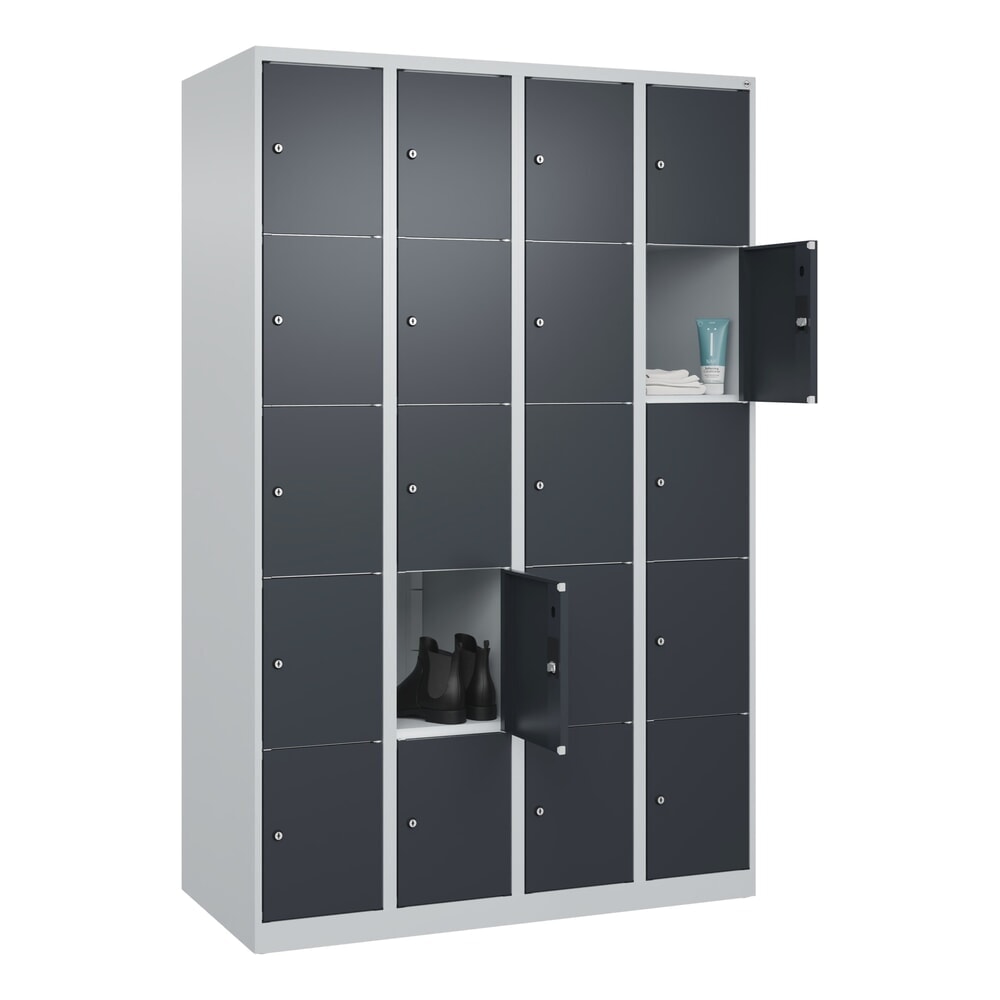 Produktabbildung Nr. 10: C+P Schließfachschrank Classic PLUS, 4 Abteile, HxBxT 1.850 x 1.200 x 500 mm, lichtgrau, anthrazitgrau, 20 Fächer, Zylinderschloss