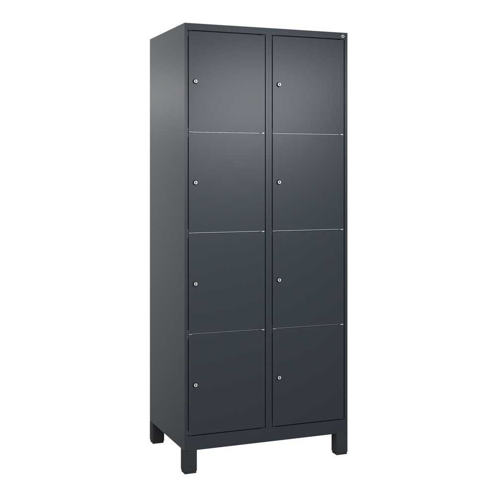 Produktabbildung: C+P Schließfachschrank Classic PLUS, Füße, 2 Abteile, HxBxT 1.950 x 800 x 500 mm, anthrazitgrau, anthrazitgrau, 8 Fächer, Zylinderschloss