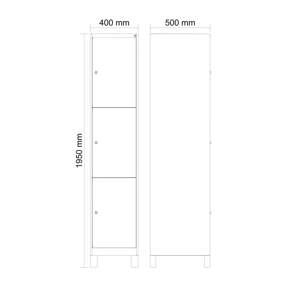 C+P Schließfachschrank Classic PLUS, Füße, 1 Abteil, HxBxT 1.950 x 400 x 500 mm, lichtgrau, lichtgrau, 3 Fächer, Zylinderschloss Produktabbildung Nr. 8: C+P Schließfachschrank Classic PLUS, Füße, 1 Abteil, HxBxT 1.950 x 400 x 500 mm, lichtgrau, lichtgrau, 3 Fächer, Zylinderschloss