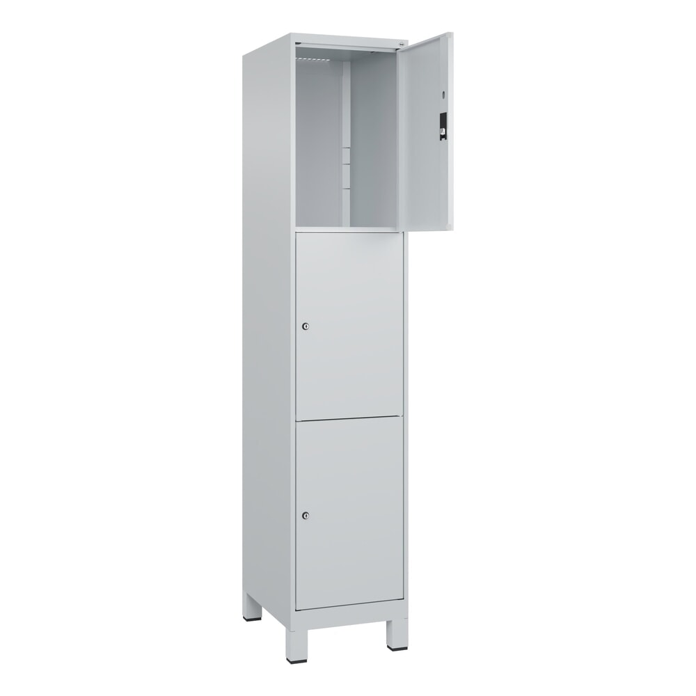 C+P Schließfachschrank Classic PLUS, Füße, 1 Abteil, HxBxT 1.950 x 400 x 500 mm, lichtgrau, lichtgrau, 3 Fächer, Zylinderschloss Produktabbildung Nr. 1: C+P Schließfachschrank Classic PLUS, Füße, 1 Abteil, HxBxT 1.950 x 400 x 500 mm, lichtgrau, lichtgrau, 3 Fächer, Zylinderschloss