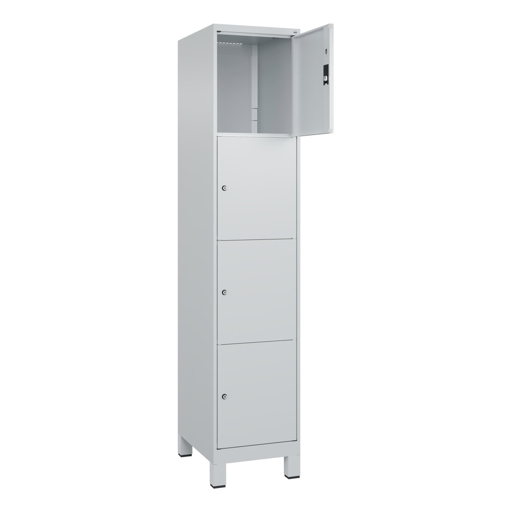 Produktabbildung Nr. 1: C+P Schließfachschrank Classic PLUS, Füße, 1 Abteil, HxBxT 1.950 x 400 x 500 mm, lichtgrau, lichtgrau, 4 Fächer, Zylinderschloss