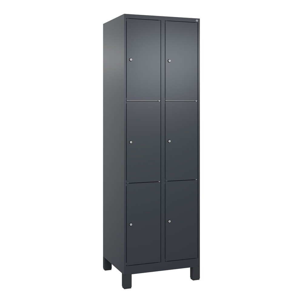 Produktabbildung Nr. 9: C+P Schließfachschrank Classic PLUS, Füße, 2 Abteile, HxBxT 1.950 x 600 x 500 mm, anthrazitgrau, anthrazitgrau, 6 Fächer, Zylinderschloss