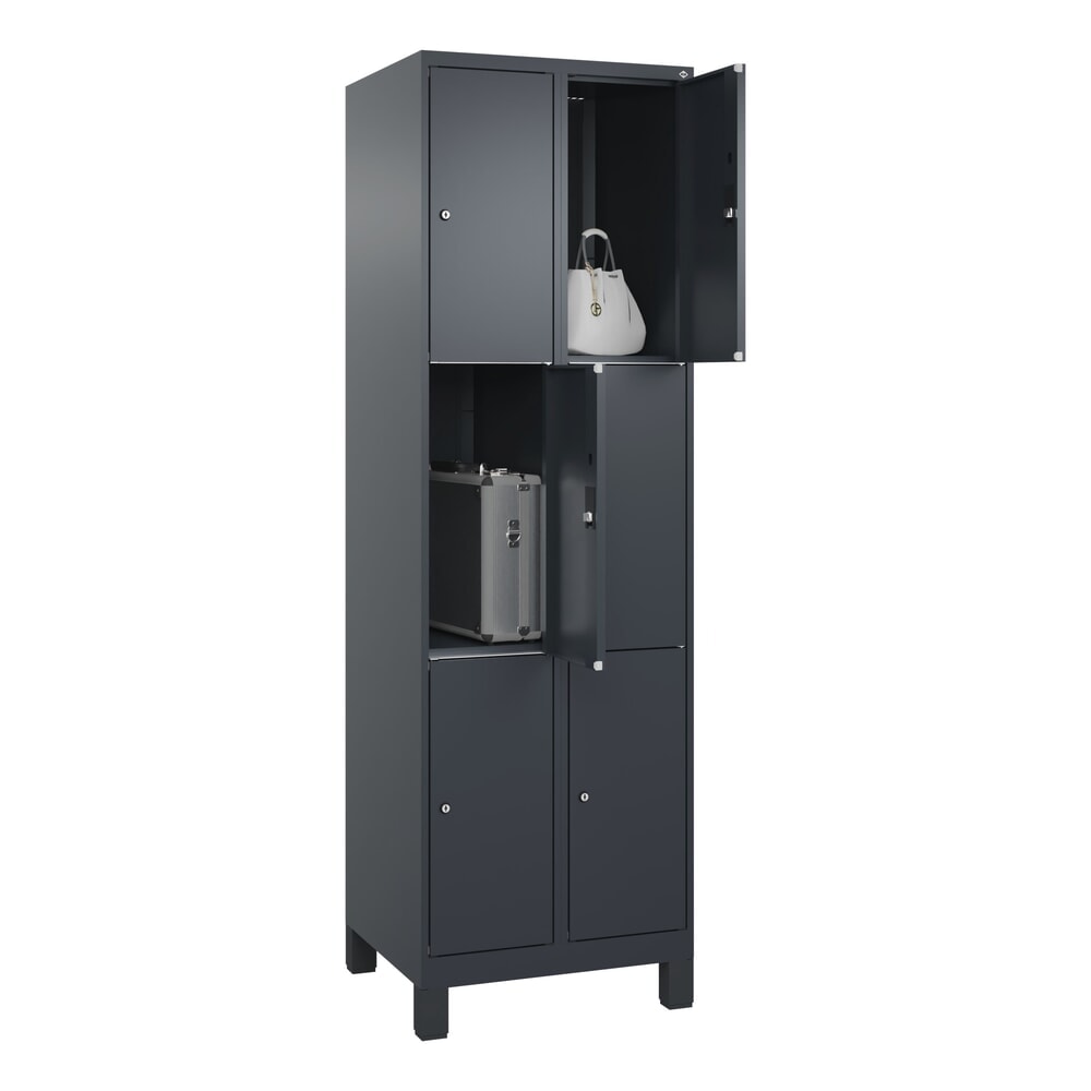 Produktabbildung Nr. 10: C+P Schließfachschrank Classic PLUS, Füße, 2 Abteile, HxBxT 1.950 x 600 x 500 mm, anthrazitgrau, anthrazitgrau, 6 Fächer, Zylinderschloss