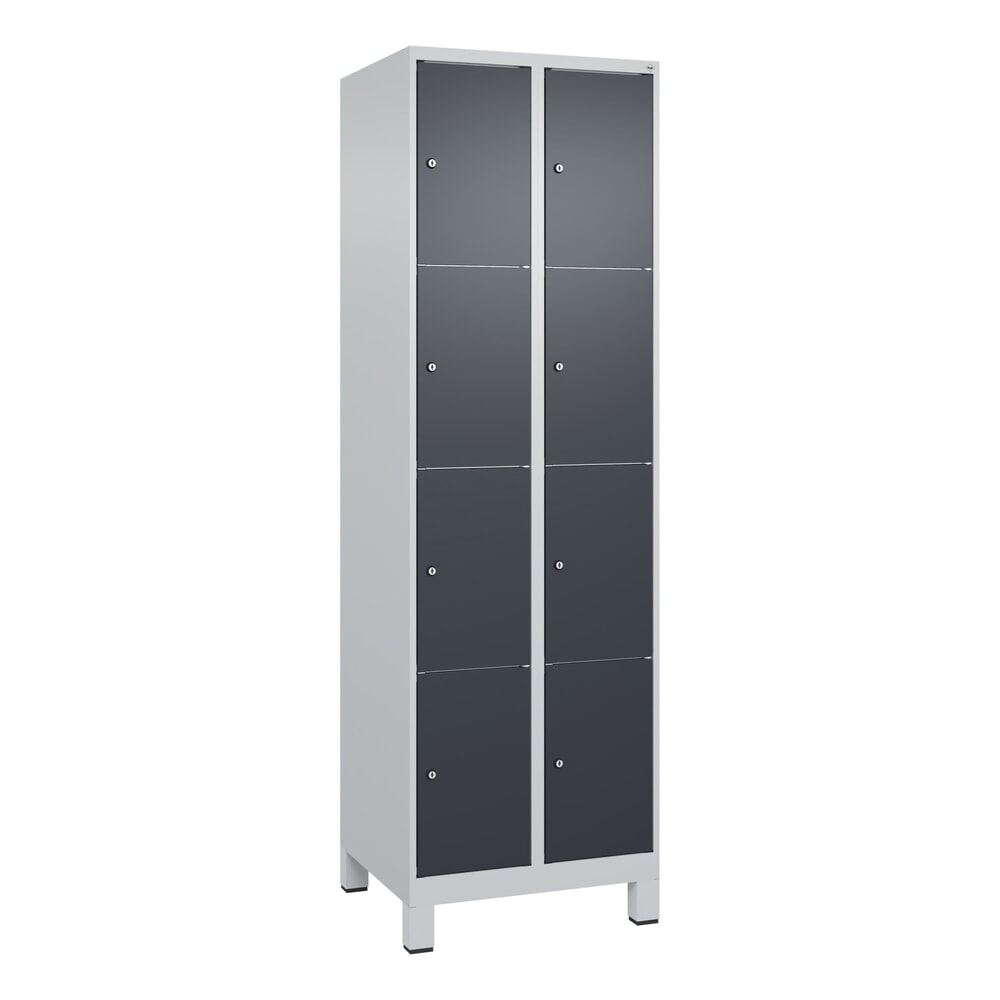 Produktabbildung Nr. 9: C+P Schließfachschrank Classic PLUS, Füße, 2 Abteile, HxBxT 1.950 x 600 x 500 mm, lichtgrau, anthrazitgrau, 8 Fächer, Zylinderschloss
