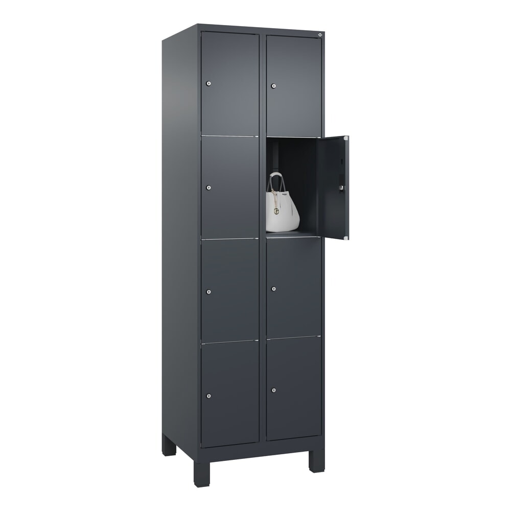 Produktabbildung Nr. 10: C+P Schließfachschrank Classic PLUS, Füße, 2 Abteile, HxBxT 1.950 x 600 x 500 mm, anthrazitgrau, anthrazitgrau, 8 Fächer, Zylinderschloss