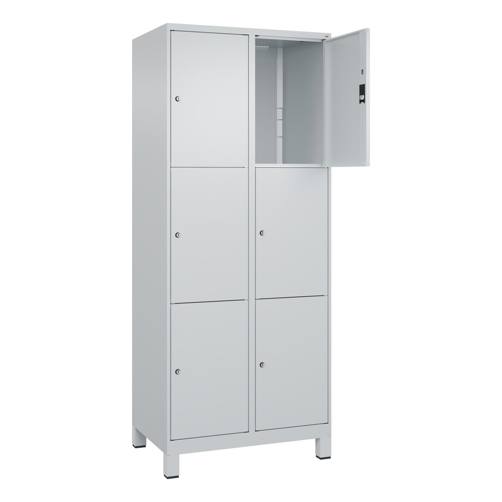 Produktabbildung: C+P Schließfachschrank Classic PLUS, Füße, 2 Abteile, HxBxT 1.950 x 800 x 500 mm, lichtgrau, lichtgrau, 6 Fächer, Zylinderschloss
