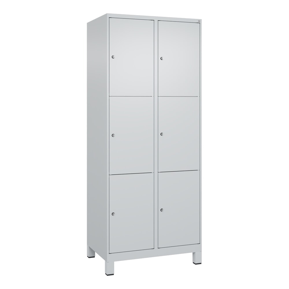 Produktabbildung Nr. 9: C+P Schließfachschrank Classic PLUS, Füße, 2 Abteile, HxBxT 1.950 x 800 x 500 mm, lichtgrau, lichtgrau, 6 Fächer, Zylinderschloss