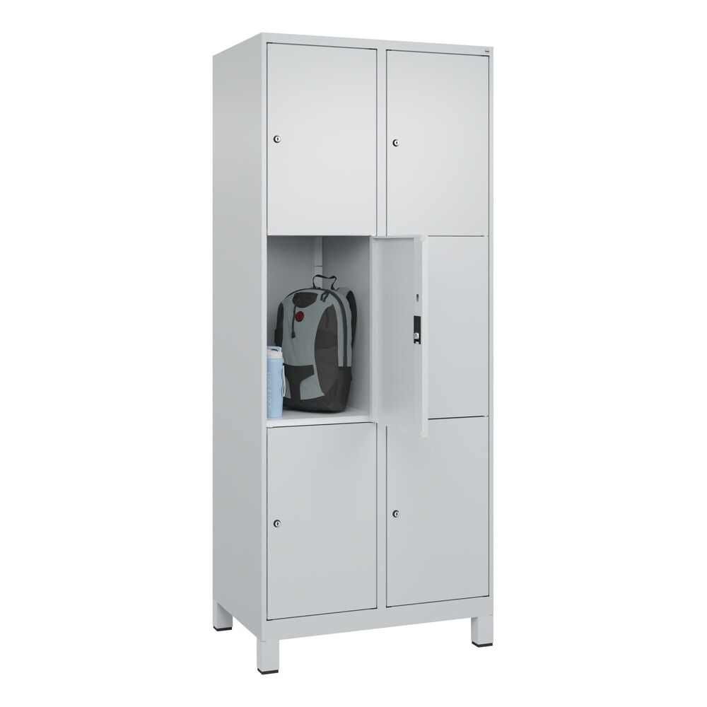 Produktabbildung Nr. 10: C+P Schließfachschrank Classic PLUS, Füße, 2 Abteile, HxBxT 1.950 x 800 x 500 mm, lichtgrau, lichtgrau, 6 Fächer, Zylinderschloss