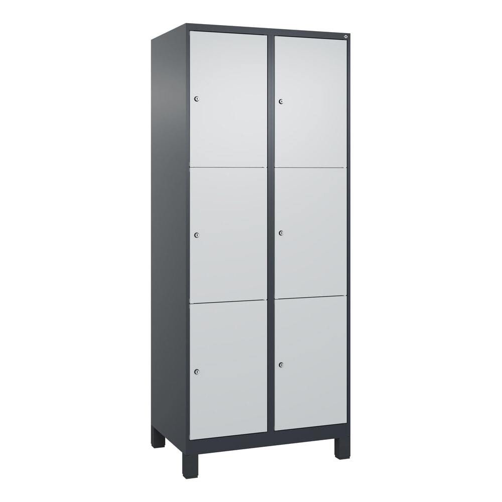 Produktabbildung Nr. 9: C+P Schließfachschrank Classic PLUS, Füße, 2 Abteile, HxBxT 1.950 x 800 x 500 mm, anthrazitgrau, lichtgrau, 6 Fächer, Zylinderschloss