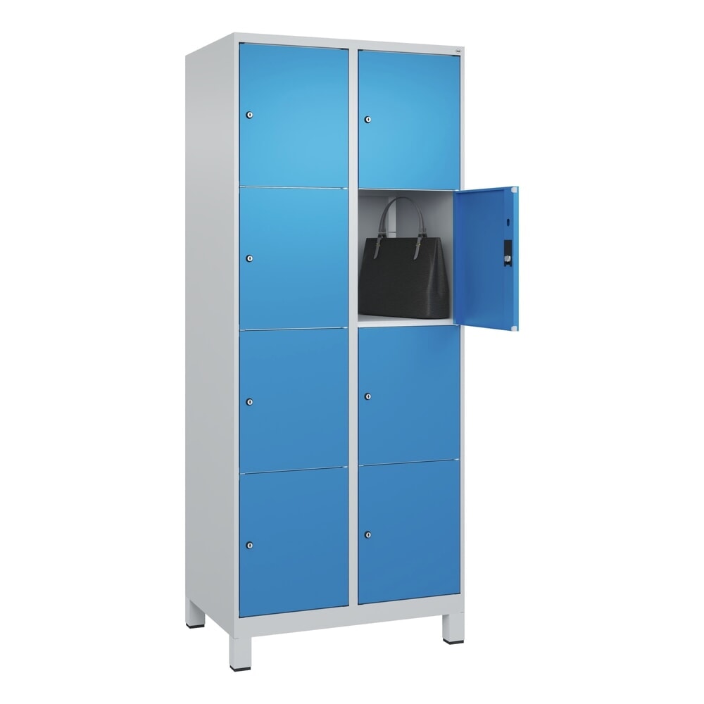 Produktabbildung Nr. 10: C+P Schließfachschrank Classic PLUS, Füße, 2 Abteile, HxBxT 1.950 x 800 x 500 mm, lichtgrau, lichtblau, 8 Fächer, Zylinderschloss