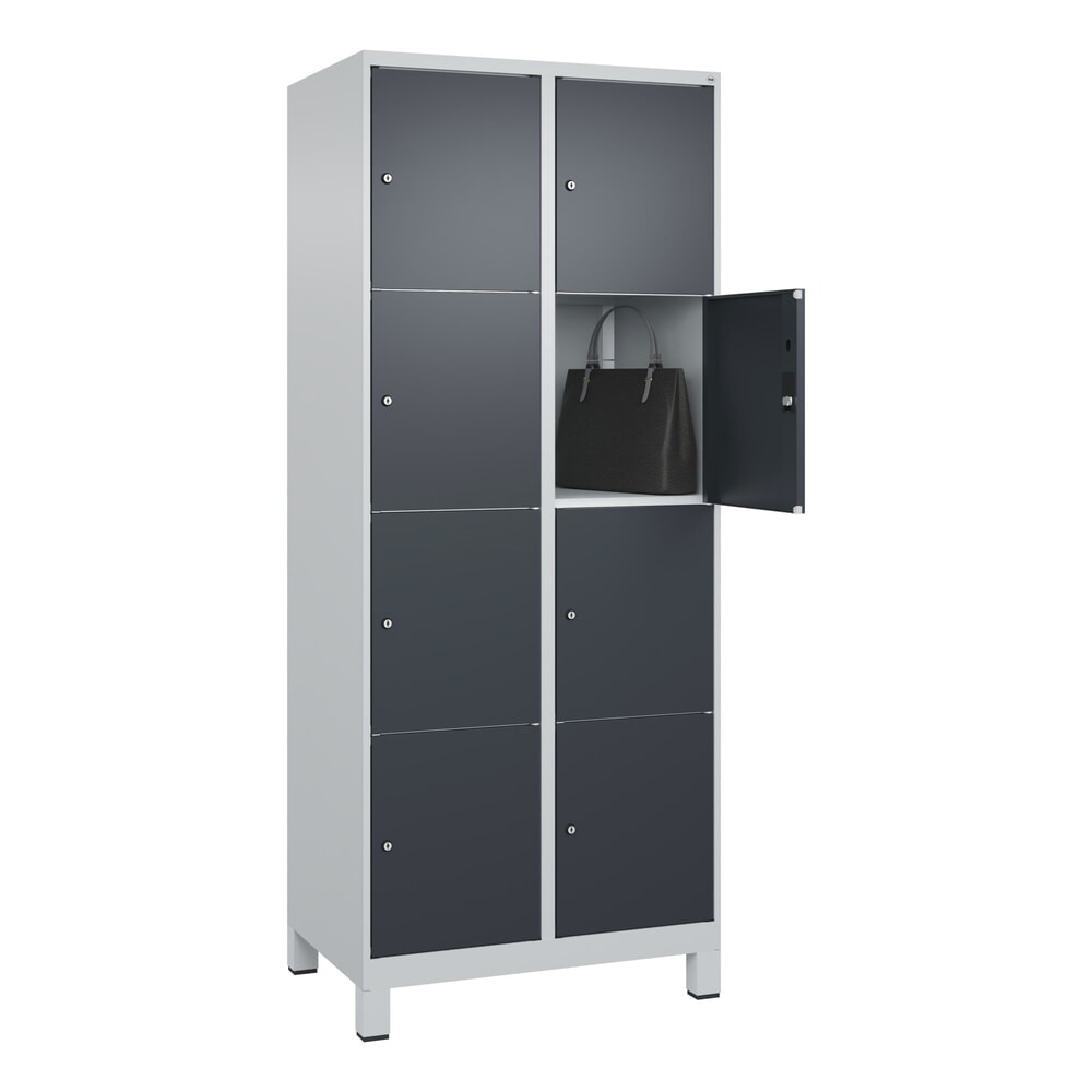 Produktabbildung Nr. 10: C+P Schließfachschrank Classic PLUS, Füße, 2 Abteile, HxBxT 1.950 x 800 x 500 mm, lichtgrau, anthrazitgrau, 8 Fächer, Zylinderschloss