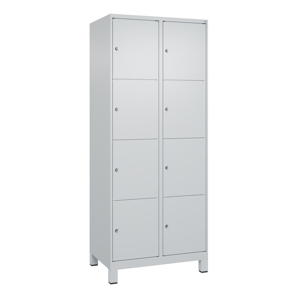Produktabbildung Nr. 9: C+P Schließfachschrank Classic PLUS, Füße, 2 Abteile, HxBxT 1.950 x 800 x 500 mm, lichtgrau, lichtgrau, 8 Fächer, Zylinderschloss