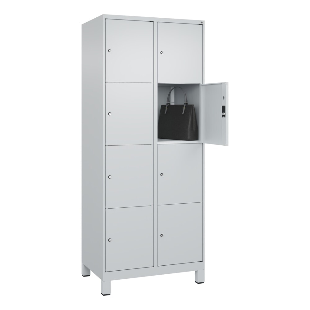 Produktabbildung Nr. 10: C+P Schließfachschrank Classic PLUS, Füße, 2 Abteile, HxBxT 1.950 x 800 x 500 mm, lichtgrau, lichtgrau, 8 Fächer, Zylinderschloss