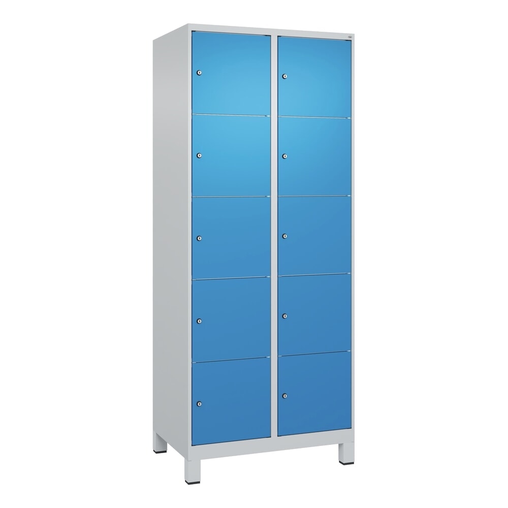 Produktabbildung Nr. 9: C+P Schließfachschrank Classic PLUS, Füße, 2 Abteile, HxBxT 1.950 x 800 x 500 mm, lichtgrau, lichtblau, 10 Fächer, Zylinderschloss