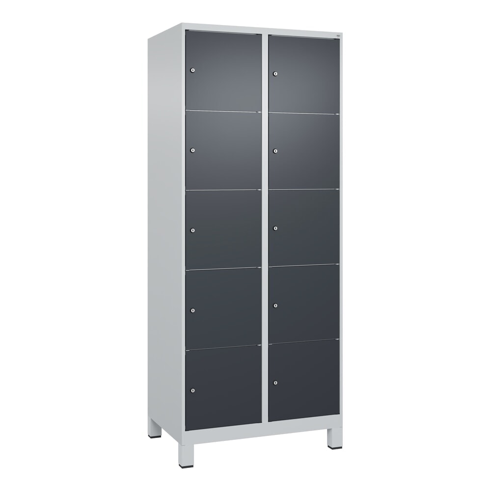 Produktabbildung Nr. 9: C+P Schließfachschrank Classic PLUS, Füße, 2 Abteile, HxBxT 1.950 x 800 x 500 mm, lichtgrau, anthrazitgrau, 10 Fächer, Zylinderschloss