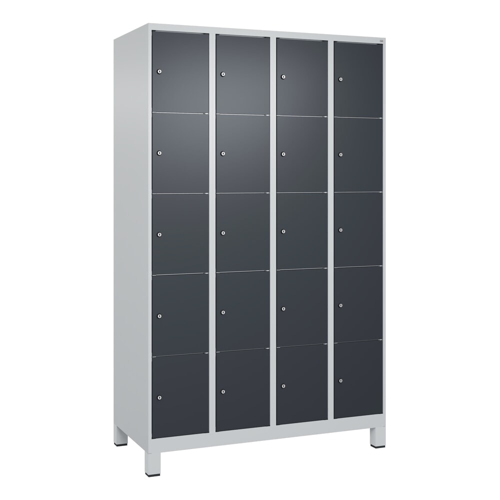 Produktabbildung Nr. 9: C+P Schließfachschrank Classic PLUS, Füße, 4 Abteile, HxBxT 1.950 x 1.200 x 500 mm, lichtgrau, anthrazitgrau, 20 Fächer, Zylinderschloss