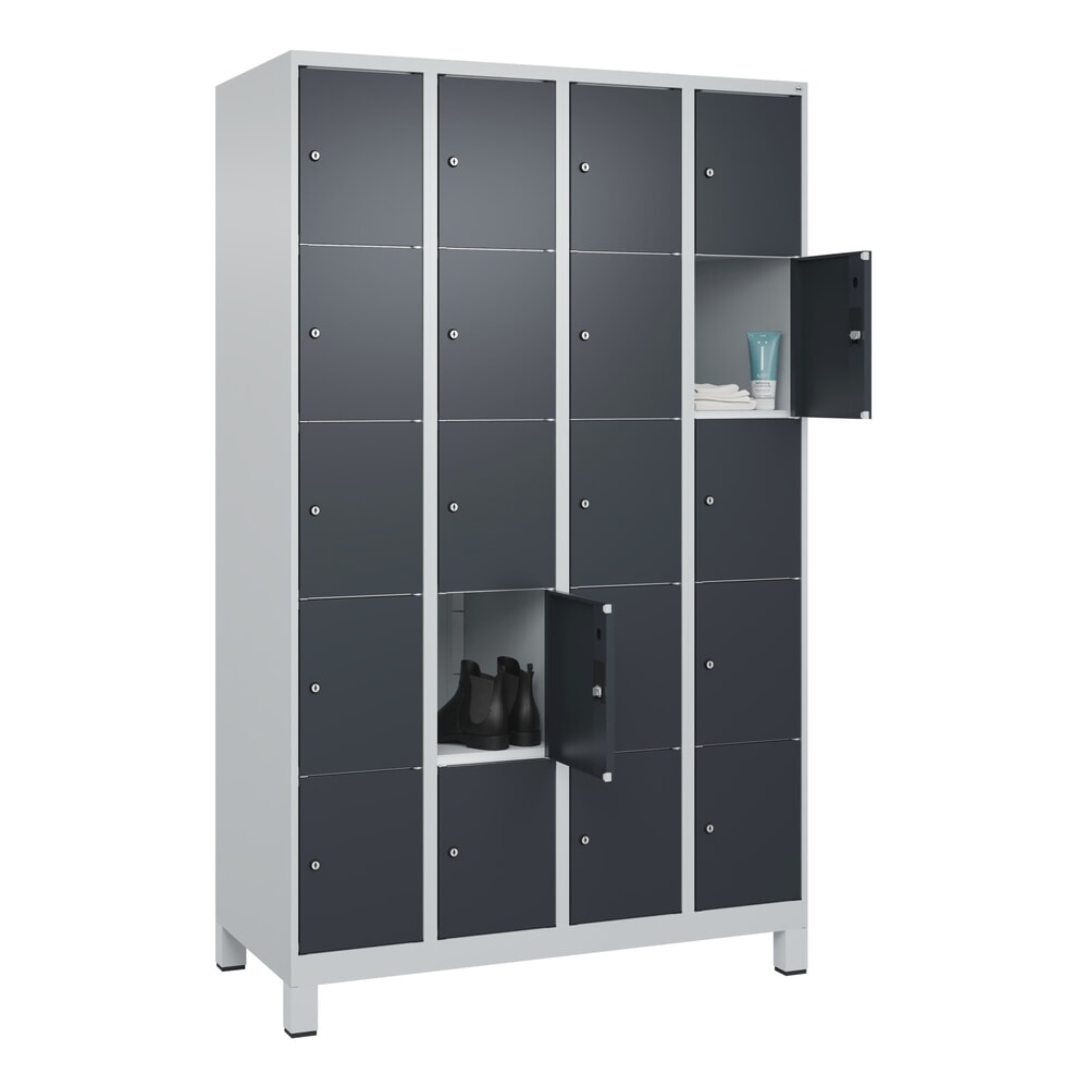 Produktabbildung Nr. 10: C+P Schließfachschrank Classic PLUS, Füße, 4 Abteile, HxBxT 1.950 x 1.200 x 500 mm, lichtgrau, anthrazitgrau, 20 Fächer, Zylinderschloss