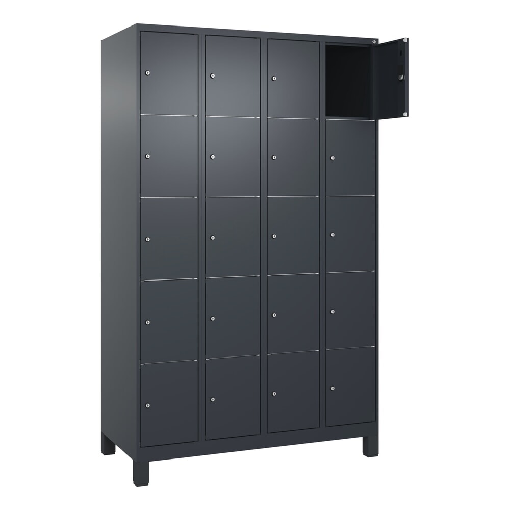 Produktabbildung Nr. 1: C+P Schließfachschrank Classic PLUS, Füße, 4 Abteile, HxBxT 1.950 x 1.200 x 500 mm, anthrazitgrau, anthrazitgrau, 20 Fächer, Zylinderschloss
