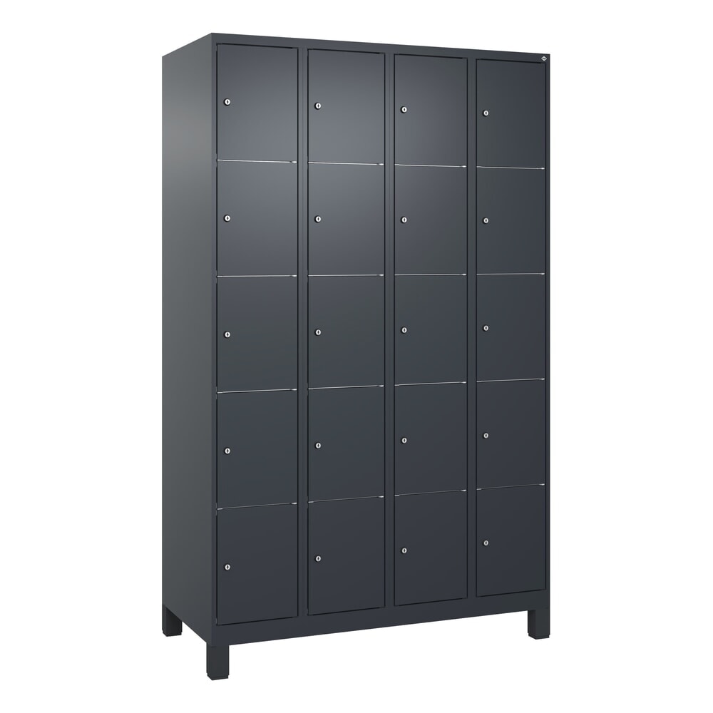 Produktabbildung Nr. 9: C+P Schließfachschrank Classic PLUS, Füße, 4 Abteile, HxBxT 1.950 x 1.200 x 500 mm, anthrazitgrau, anthrazitgrau, 20 Fächer, Zylinderschloss