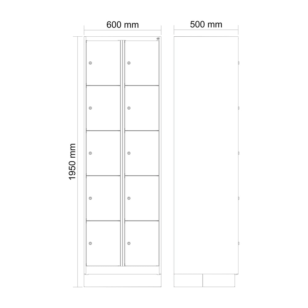 Produktabbildung Nr. 8: C+P Schließfachschrank Classic PLUS, Sockel, 2 Abteile, HxBxT 1.950 x 600 x 500 mm, lichtgrau, enzianblau, 10 Fächer, Zylinderschloss