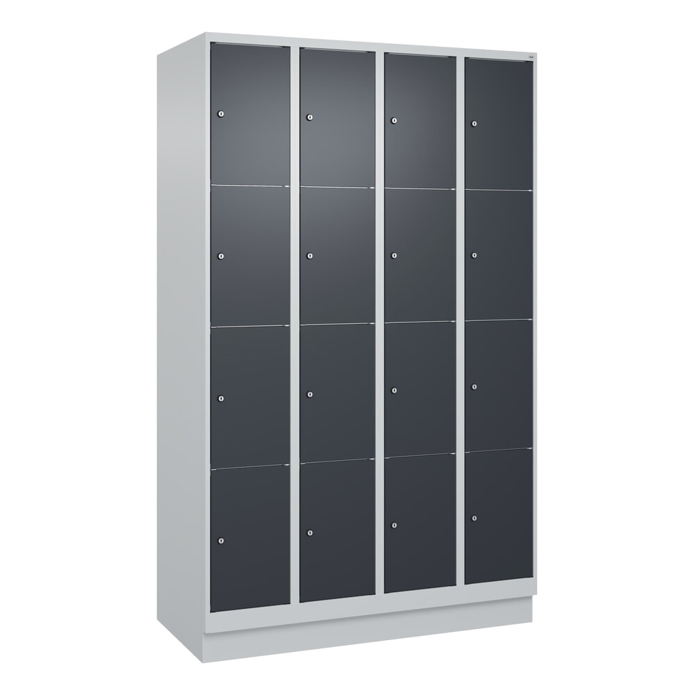Produktabbildung Nr. 9: C+P Schließfachschrank Classic PLUS, Sockel, 4 Abteile, HxBxT 1.950 x 1.200 x 500 mm, lichtgrau, anthrazitgrau, 16 Fächer, Zylinderschloss