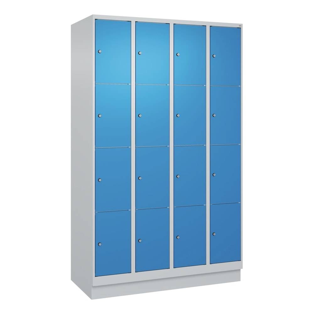 Produktabbildung Nr. 9: C+P Schließfachschrank Classic PLUS, Sockel, 4 Abteile, HxBxT 1.950 x 1.200 x 500 mm, lichtgrau, lichtblau, 16 Fächer, Zylinderschloss