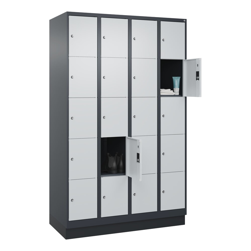 Produktabbildung Nr. 10: C+P Schließfachschrank Classic PLUS, Sockel, 4 Abteile, HxBxT 1.950 x 1.200 x 500 mm, anthrazitgrau, lichtgrau, 20 Fächer, Zylinderschloss