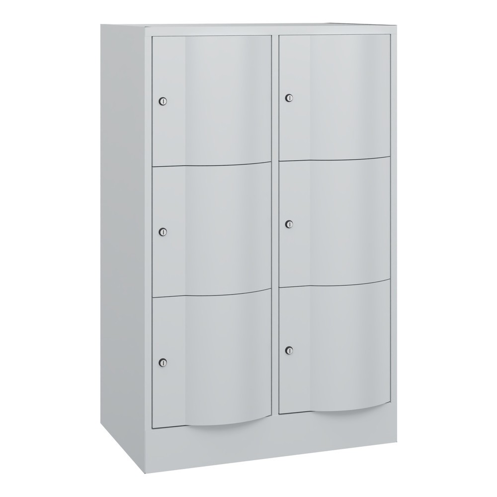 Produktabbildung: C+P Schließfachschrank mit "rabaukensicheren" Türen, 2 x 3 Fächer, HxBxT 1.225 x 770 x 540 mm, lichtgrau, lichtgrau