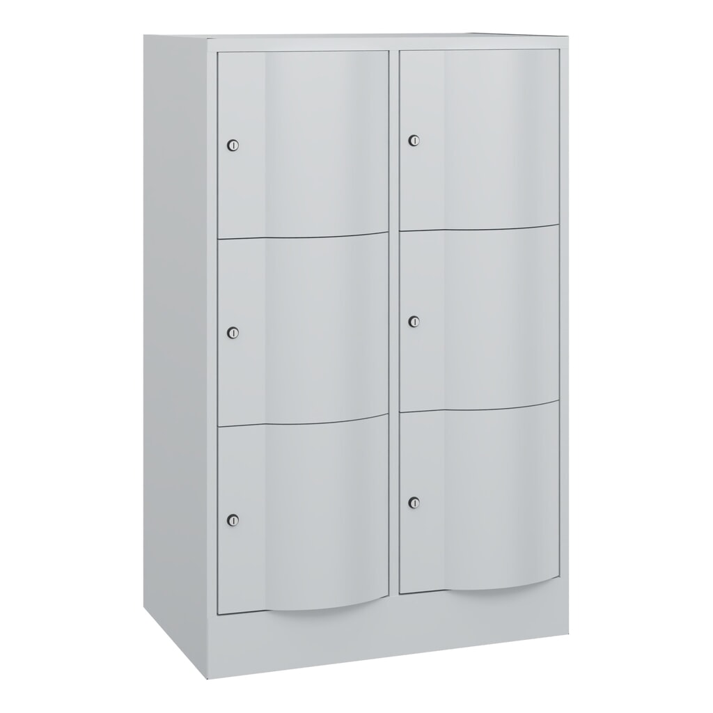 Produktabbildung: C+P Schließfachschrank mit "rabaukensicheren" Türen, 2 x 3 Fächer, HxBxT 1.225 x 770 x 540 mm, lichtgrau, lichtgrau