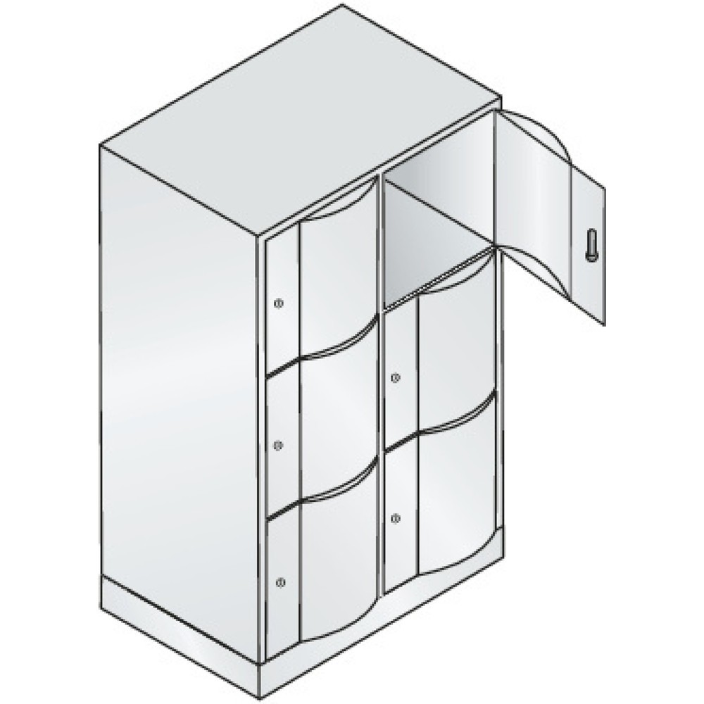 Produktabbildung Nr. 2: C+P Schließfachschrank mit "rabaukensicheren" Türen, 2 x 3 Fächer, HxBxT 1.225 x 770 x 540 mm, lichtgrau, anthrazitgrau
