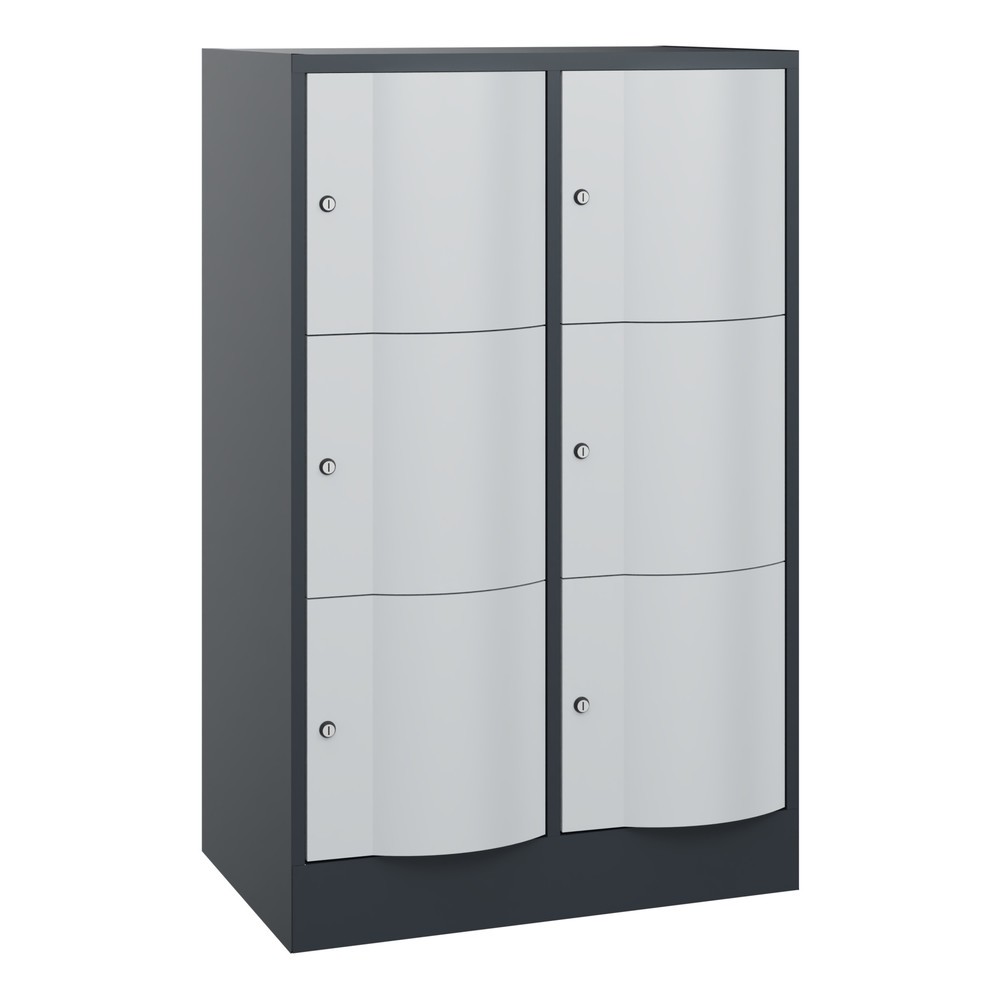 Produktabbildung Nr. 1: C+P Schließfachschrank mit "rabaukensicheren" Türen, 2 x 3 Fächer, HxBxT 1.225 x 770 x 540 mm, anthrazitgrau, lichtgrau