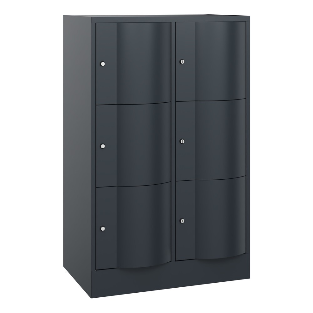 Produktabbildung: C+P Schließfachschrank mit "rabaukensicheren" Türen, 2 x 3 Fächer, HxBxT 1.225 x 770 x 540 mm, anthrazitgrau, anthrazitgrau