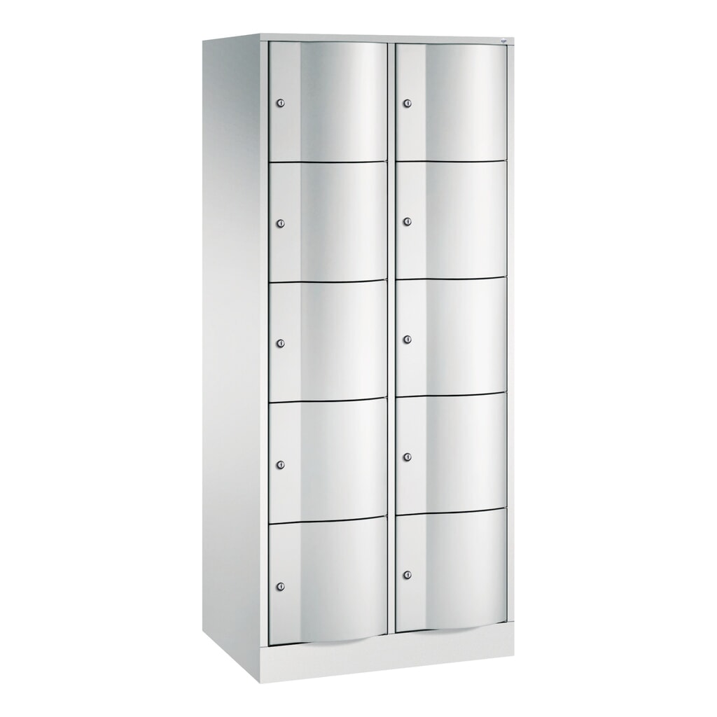 Produktabbildung: C+P Schließfachschrank mit 'rabaukensicheren' Türen, 2 x 5 Fächer, HxBxT 1.950 x 770 x 540 mm, lichtgrau, lichtgrau