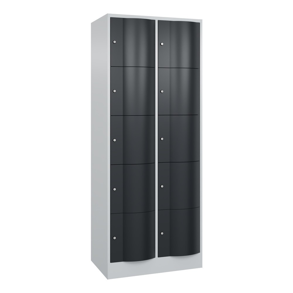Produktabbildung: C+P Schließfachschrank mit 'rabaukensicheren' Türen, 2 x 5 Fächer, HxBxT 1.950 x 770 x 540 mm, lichtgrau, anthrazitgrau