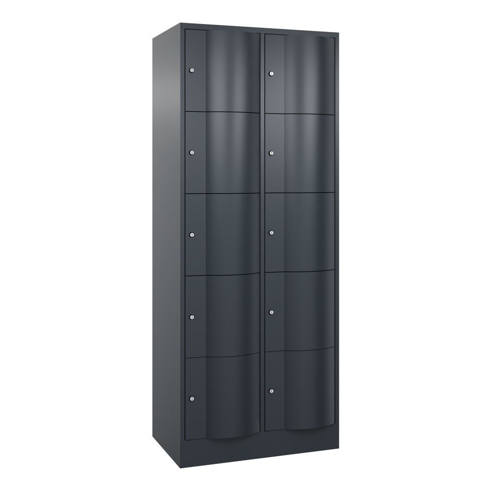 Produktabbildung: C+P Schließfachschrank mit 'rabaukensicheren' Türen, 2 x 5 Fächer, HxBxT 1.950 x 770 x 540 mm, anthrazitgrau, anthrazitgrau
