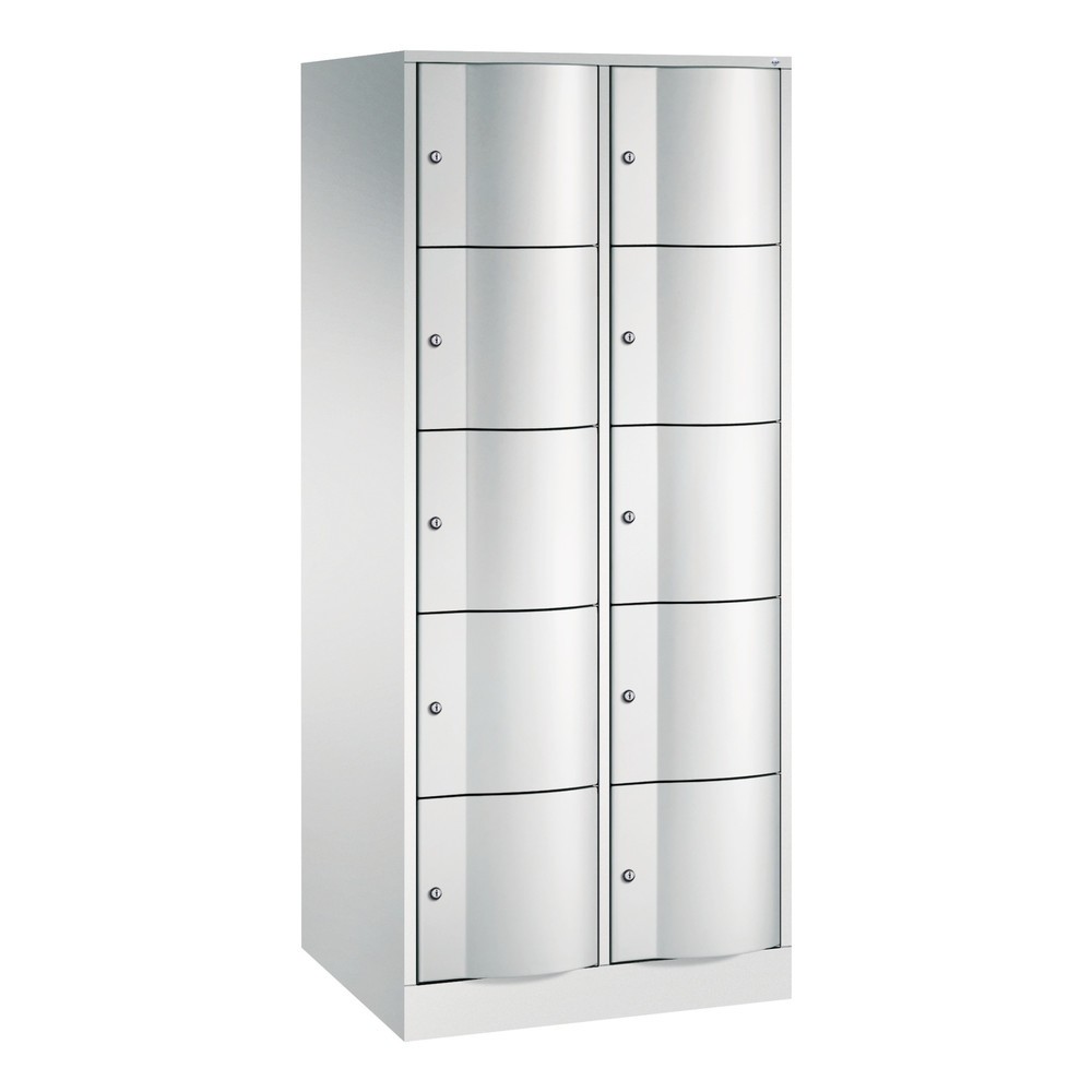 Produktabbildung: C+P Schließfachschrank mit "rabaukensicheren" Türen, 2 x 5 Fächer, HxBxT 1.950 x 770 x 640 mm, lichtgrau, lichtgrau